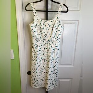 LuLaRoe White and Green Floral Midi Dress, size Small